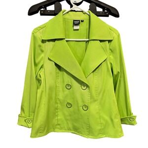 Vintage Sharon Young Blazer‎  Jacket Double Breasted Collared Green Coat Size 10